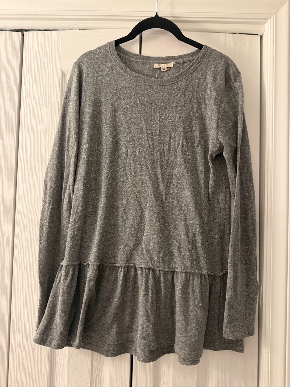 Nation LTD long sleeve grey tee with ruffle